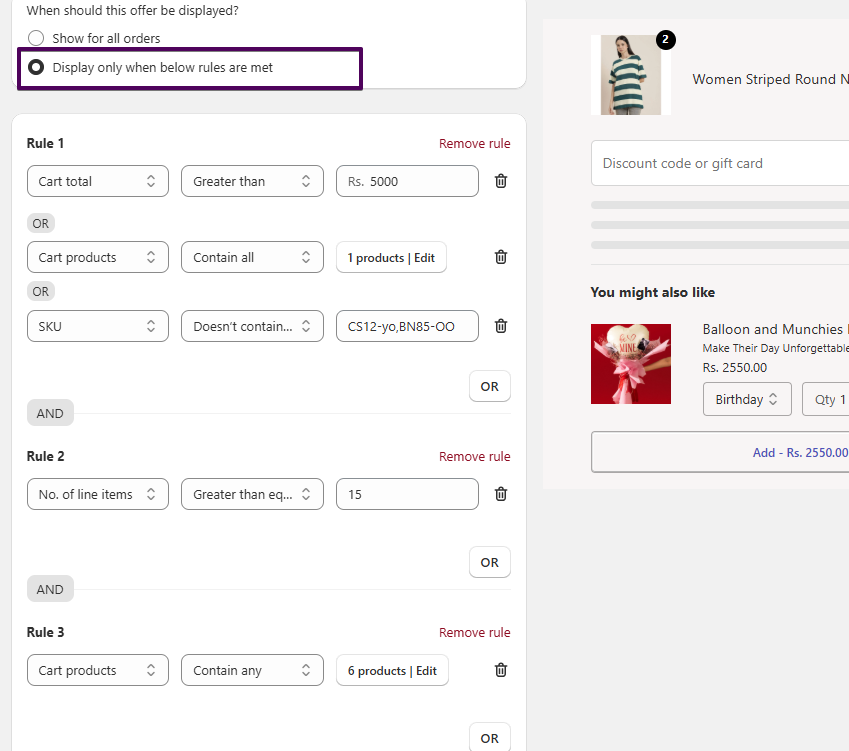 Offer Rule Setup Example